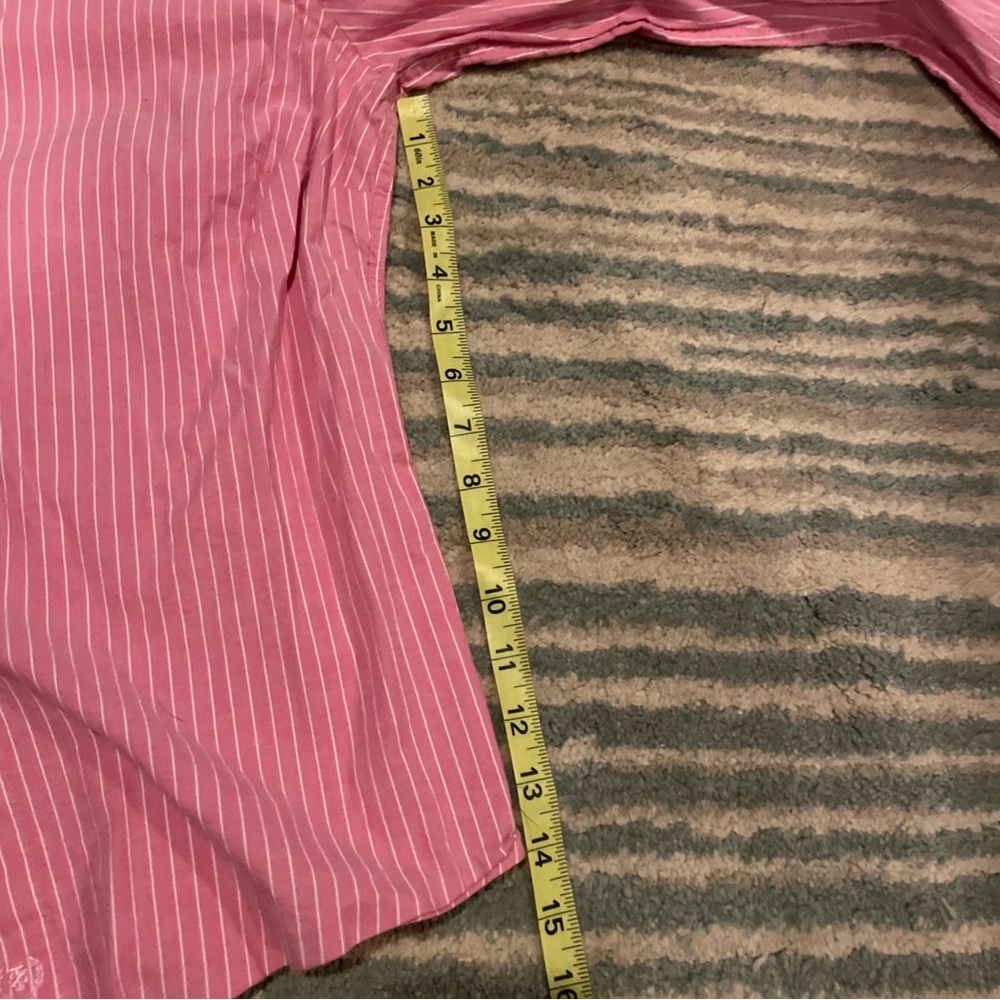 Izod Button Down Shirt Blouse Pink Striped Sz Small - Picture 7 of 11